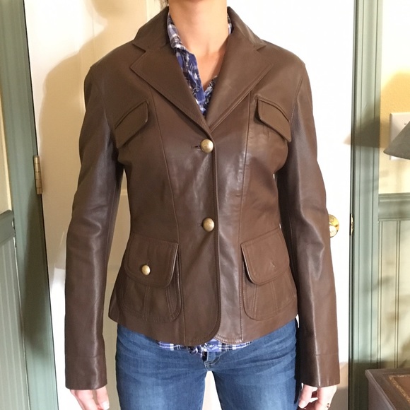 Women's Brown Leather Jacket Size 8