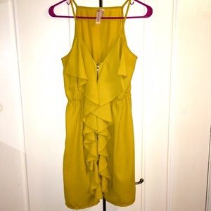 Francesca's Yellow Zip up Dress Sz M