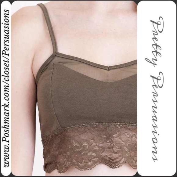 CLEARANCE‼️ NWT Olive Lace Trim Bralette Crop Top - Picture 3 of 4