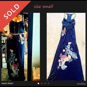 navy blue w/ floral accents maxi dress