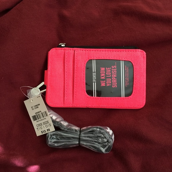 Pink ID holder with detachable keychain