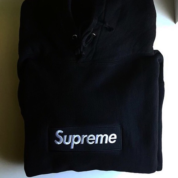 Black medium box logo hoodie
