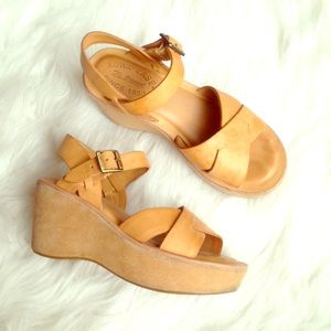 Kork Ease tan leather platform sandal US size 5.5