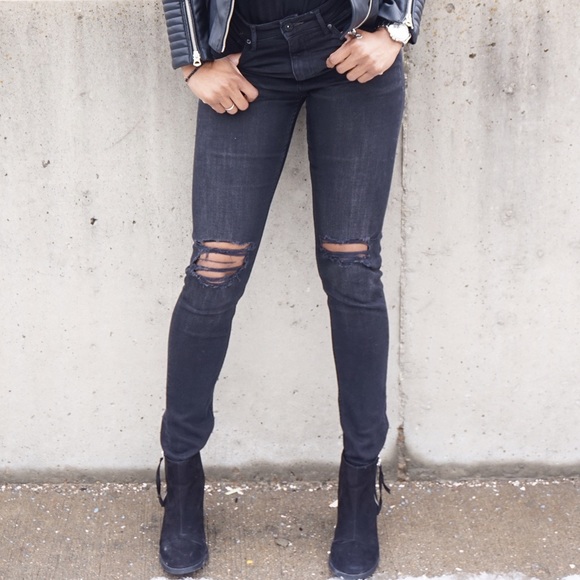 High waisted ripped skinny jeans