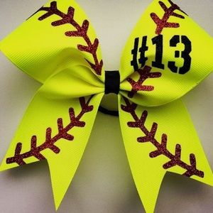 Softball Bow With Personalized Number