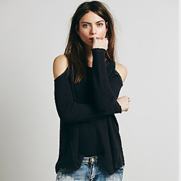 Free People Sweaters - Free people sunset open shoulder waffle knit