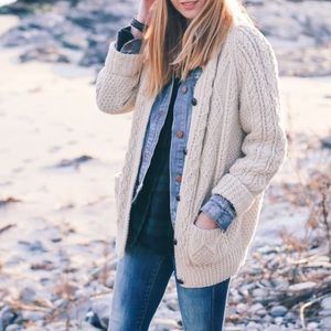 H&M White Knit Cozy Cardigan Sz M