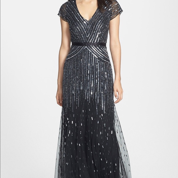 Sequined Gunmetal Prom Dress