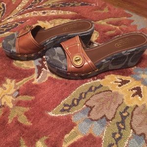 Coach platform slip on sandals.