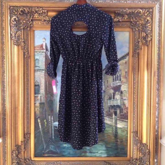 Black Geometric Pattern High Low Dress - Picture 2 of 3