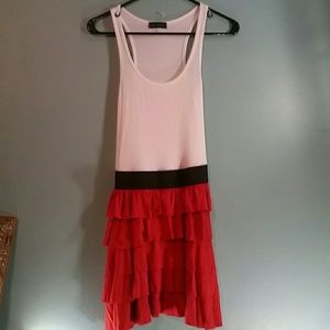 All in one ribbed ruffled dress