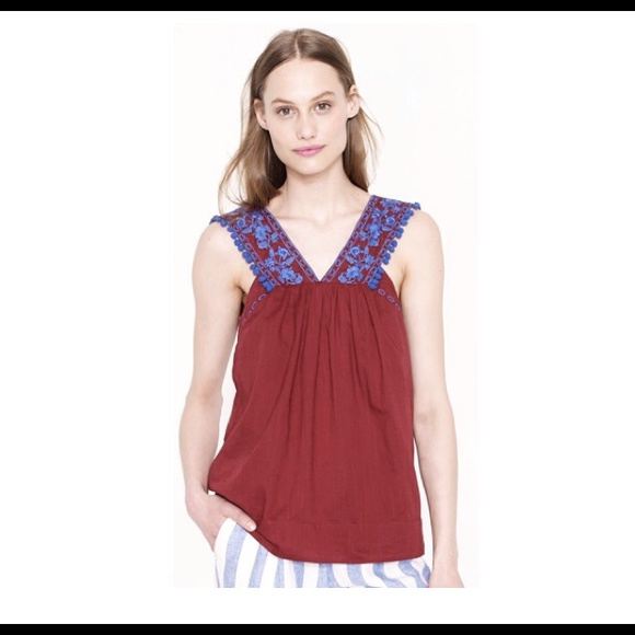 J. Crew Embroidered Pom-Pom Tank – 0 - NWT - Picture 2 of 5
