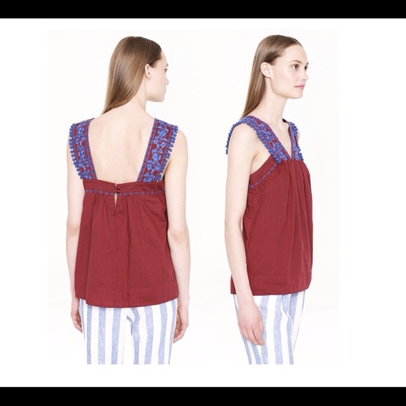 J. Crew Embroidered Pom-Pom Tank – 0 - NWT - Picture 4 of 5