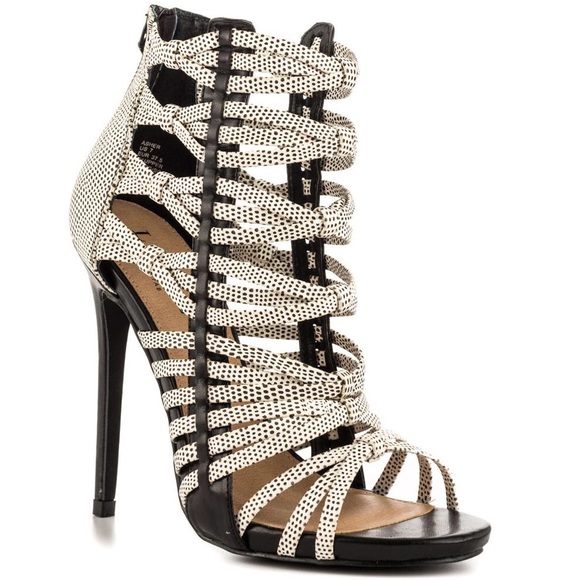 JustFab Shoes - NEW! Black/Wht Caged Booties/Heels/Sandals JustFab Shoes - NEW! Black/Wht Caged Booties/Heels/Sandals