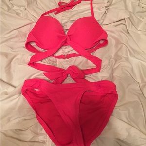 Bright pink cross swimsuit!