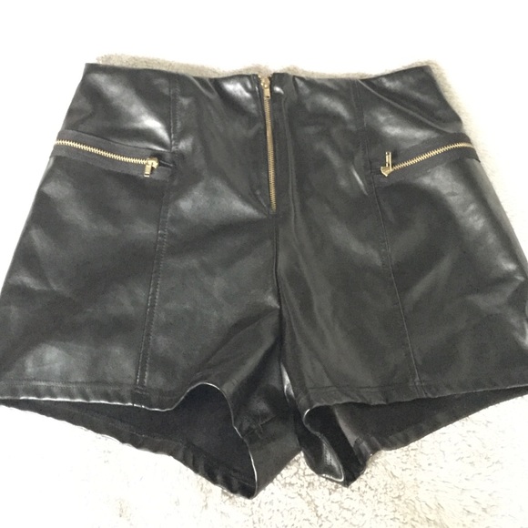 Pleather high waisted shorts