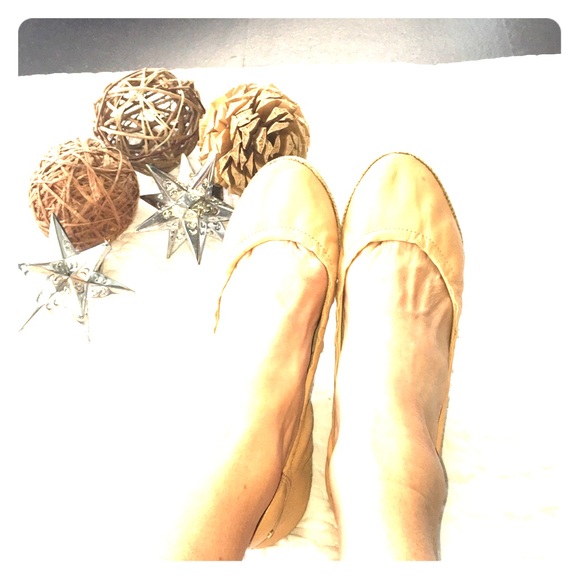 Tan leather ballet flats