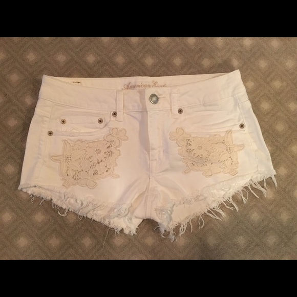American Eagle white denim shorts