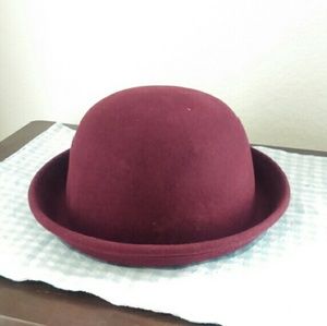 Burgundy bowler hat