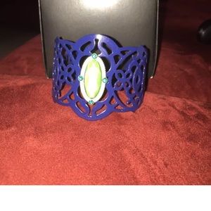 Avon blue open work cuff bracelet.