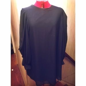 Navy blue shift dress with sleeve detail