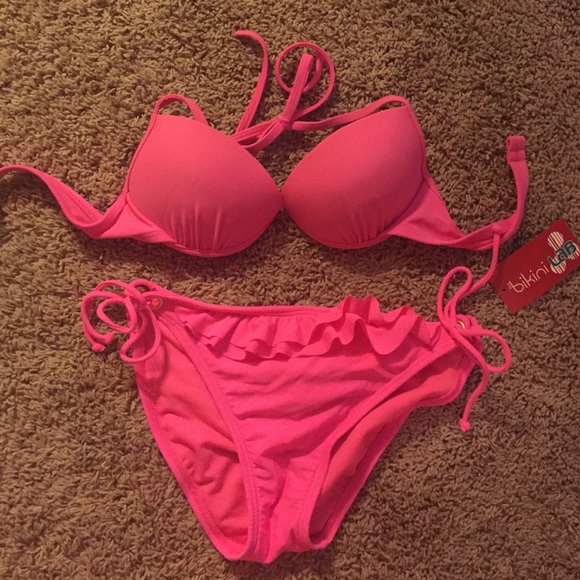 Hot pink bikini top only
