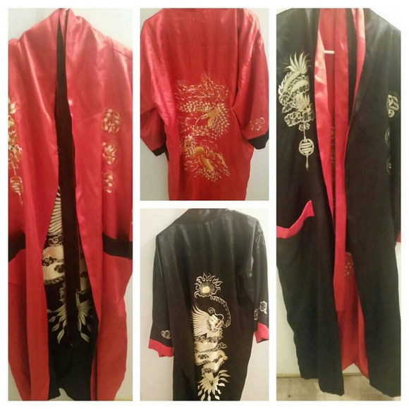 Satin Asian reversible robe