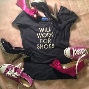 Will Work For Shoes graphic tee