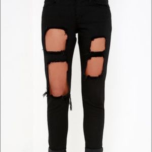 Black Destroyed Boyfriend Jeans