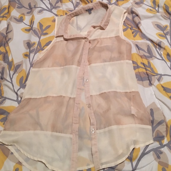 Cream and tan striped tank