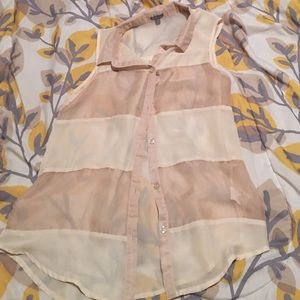 Cream and tan striped tank