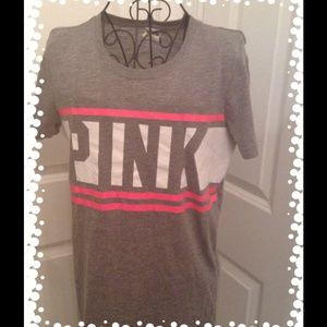 PINK Victoria's Secret Grey V-Neck T-Shirt