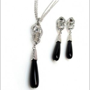 Crystal Black Onyx Jewelry set
