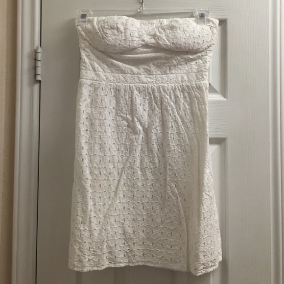 Strapless White Eyelet Dress