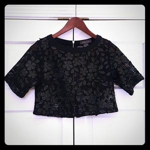 Mesh embellished crop top