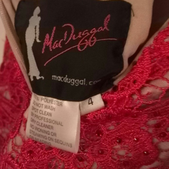 Mac Duggal 61041R red lace open back dress 4 - Picture 4 of 4