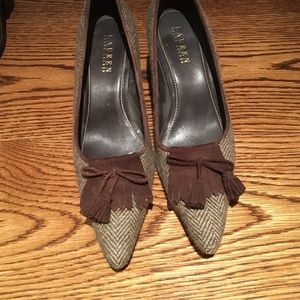 LAUREN by RALPH LAUREN brown herringbone heels