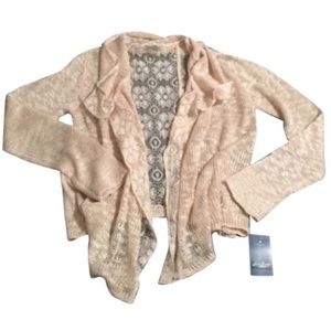 NWT Lucky Brand lace drape front cardigan in cream