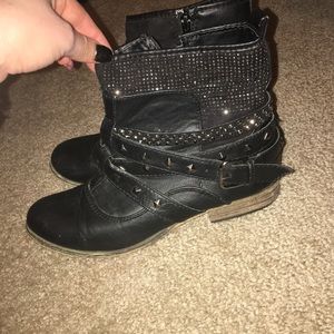 Black studded ankle boots