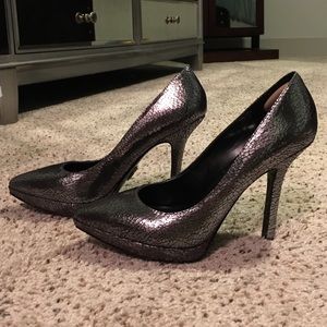 Nine West Metallic Pewter Heels