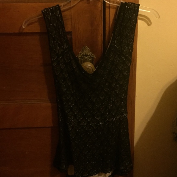 Peplum black lace Anthropologie top