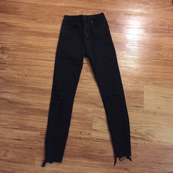ZARA black high waisted jeans; size 26