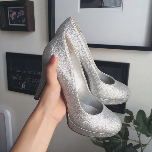 Silver Glitter Heels