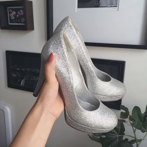 Silver Glitter Heels