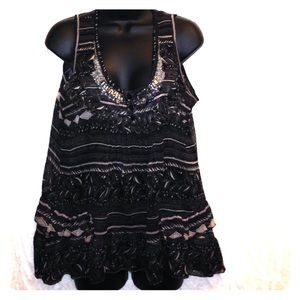 Embellished patterned airy size large spring top.