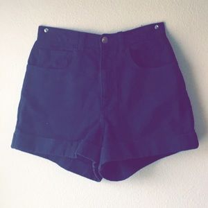 American Apparel Black Denim High Waist Shorts