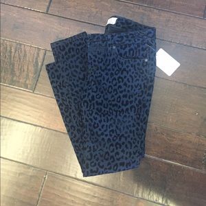Free People Skinny Jeans Cheetah Flocked Blue