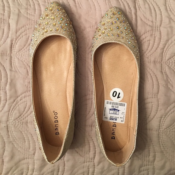 Bamboo gold glittery shoes