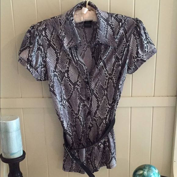 Snake Print Blouse w/ Belt