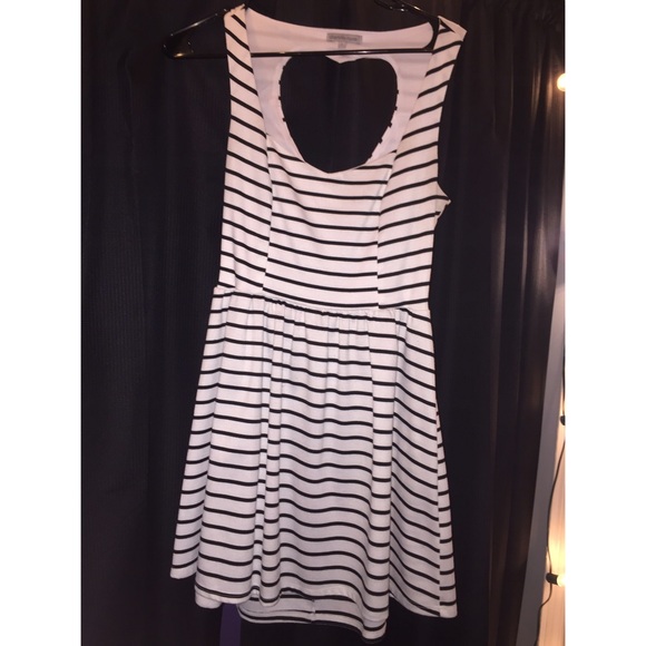 skater dress with black and white striped